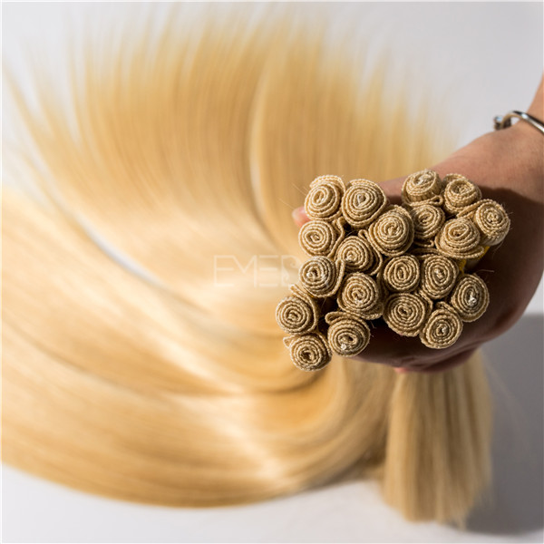 Stable quality blonde human hair hand tied weft in stock YL130